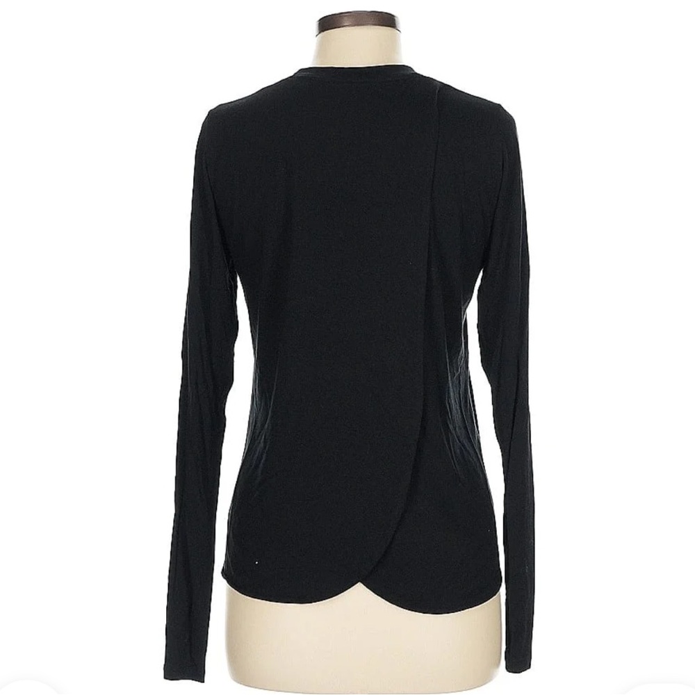 Marine Layer Elegant Black Ribbed Long Sleeve Women's Top - size L